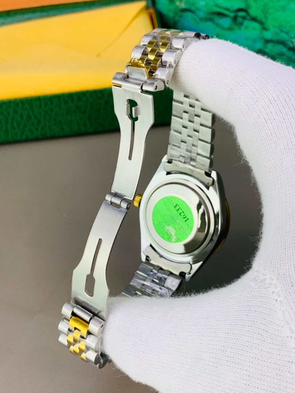 Rolex Date Just | green arabic dail