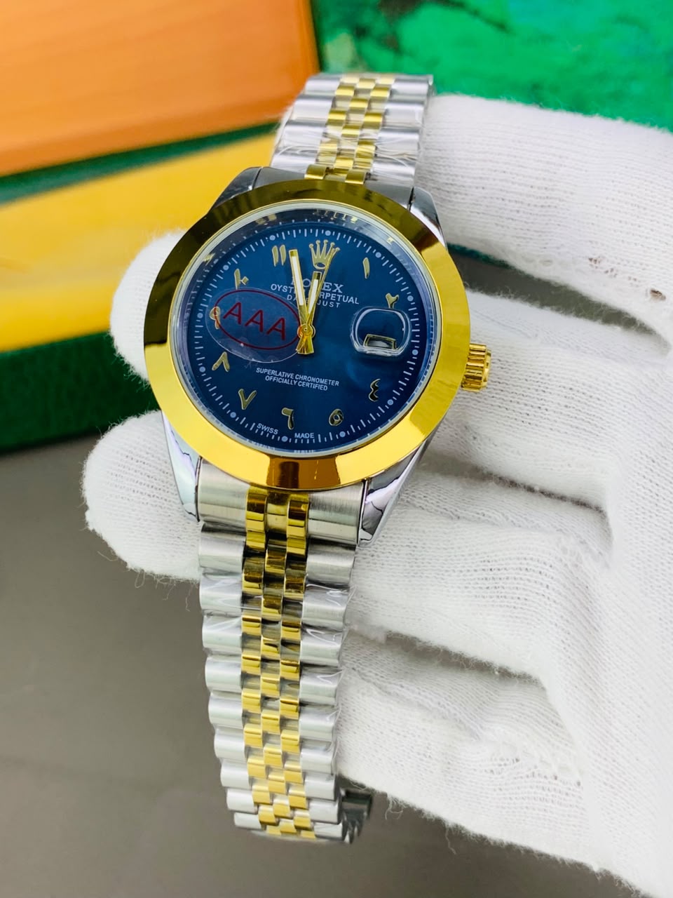Rolex Date Just | blue arabic dail