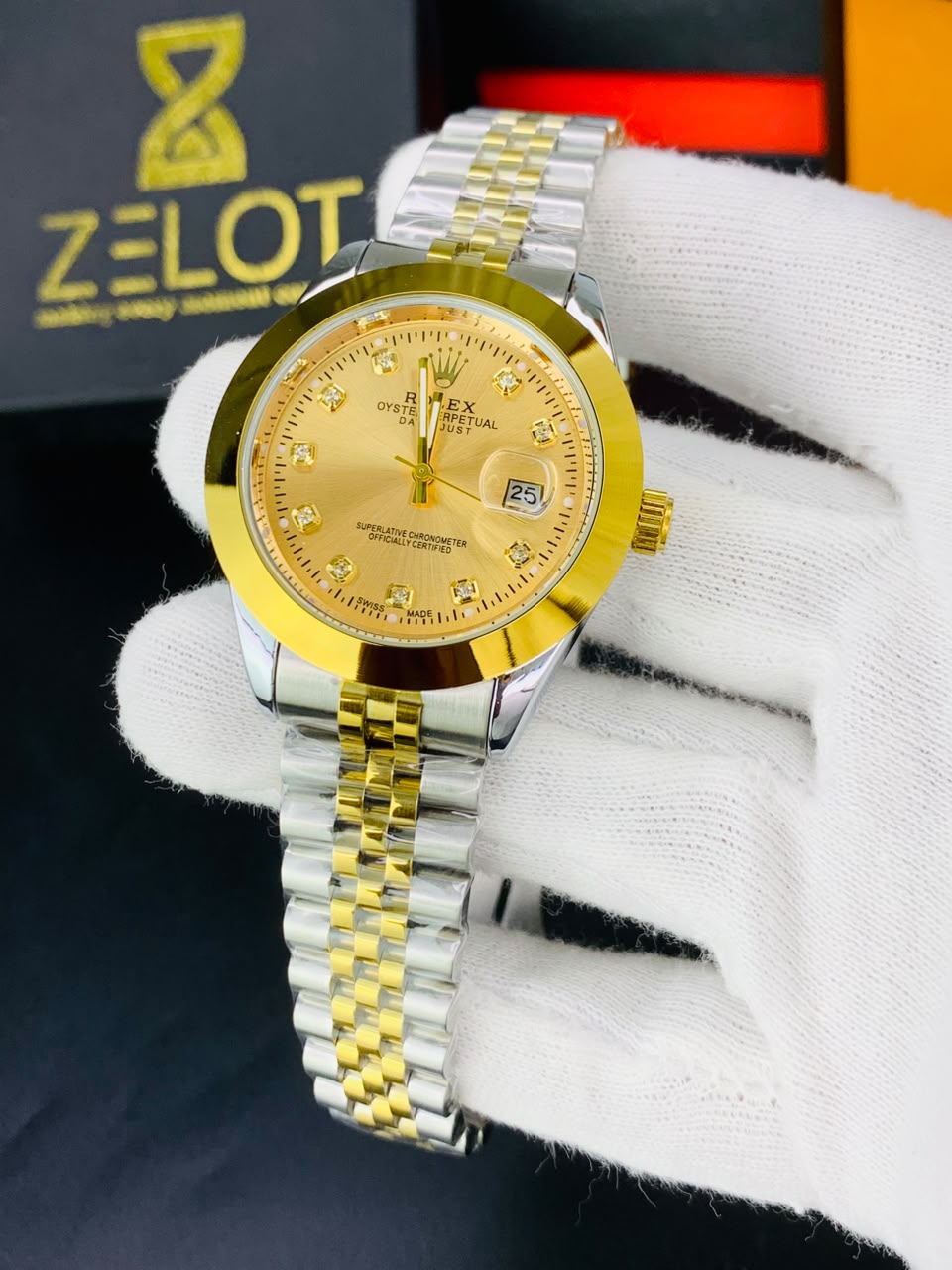 Rolex date just | golden dail