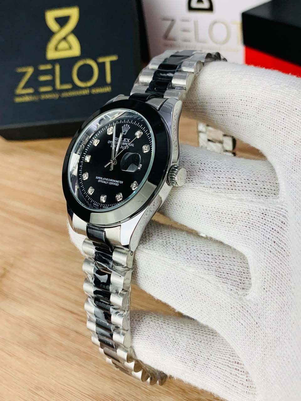 Semi Auto Stone Model | silver black | president chain